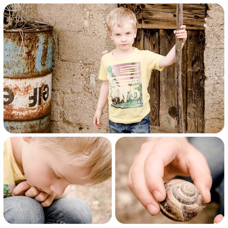 Fotowettbewerb mit Kindern - Fotografieren mit der Spiegelreflexkamera - Moritz beim Schneckensammeln in der Natur